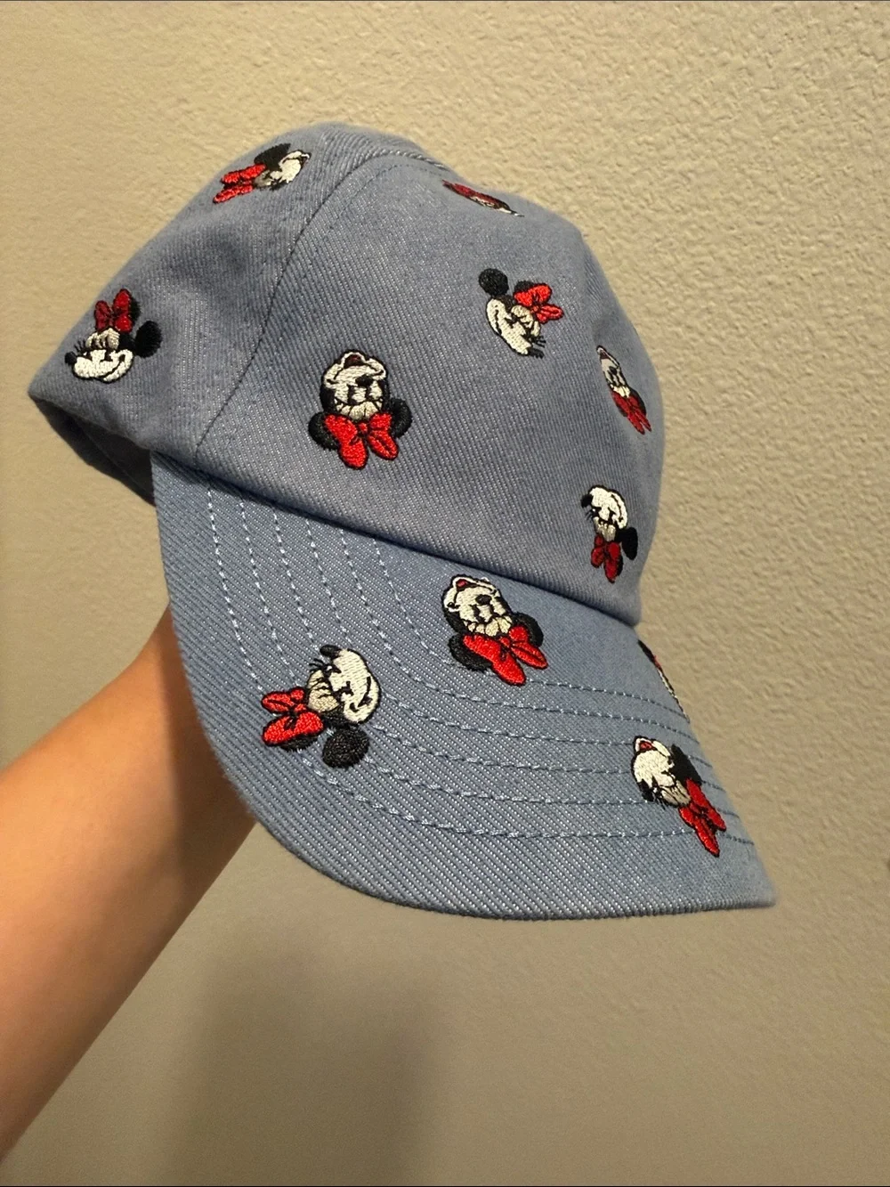 Disney Light Blue Minnie Mouse Cap with Red Accents